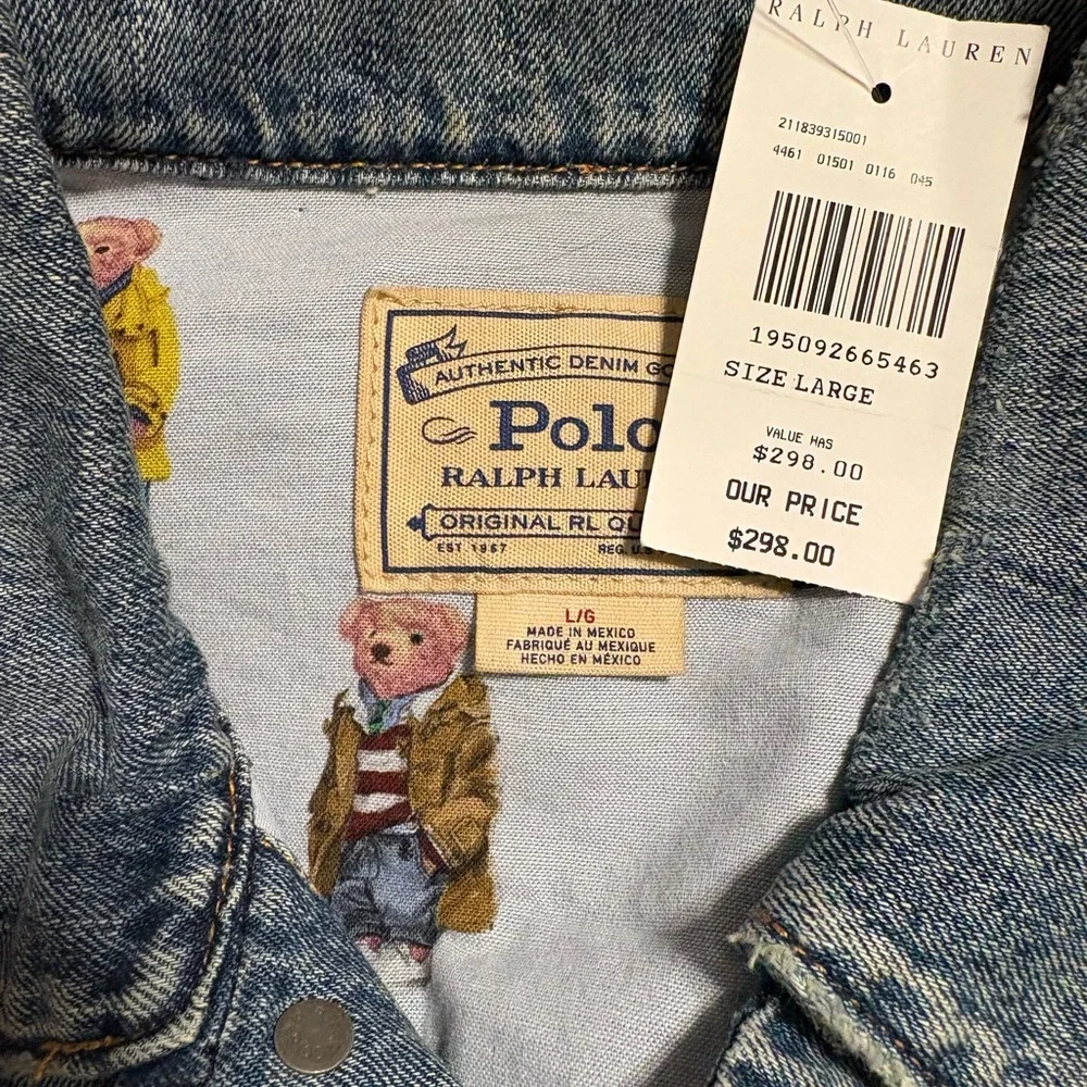 Ralph Lauren Blue Denim Jacket with Bear Print - Picture 4 of 12